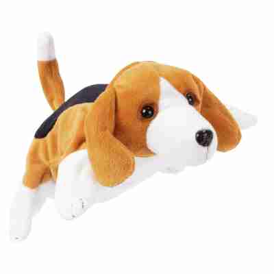 Marionnette Chien Hape 40116 brune, blanche et noire avec longues oreilles tombantes