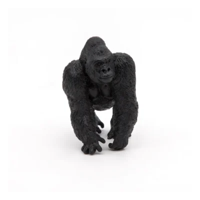Figurine Gorille Papo vue de face avec son pelage noir texturé