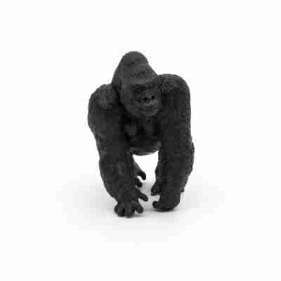 Figurine Gorille Papo vue de face avec son pelage noir texturé