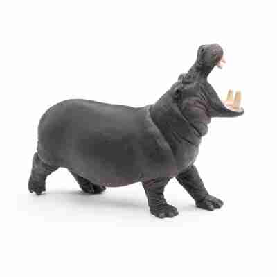 Hippopotame Papo 50051 vu de profil avec son corps massif et sa mâchoire ouverte