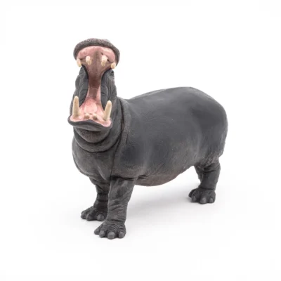 Hippopotame Papo 50051 vu de face avec son impressionnante gueule ouverte