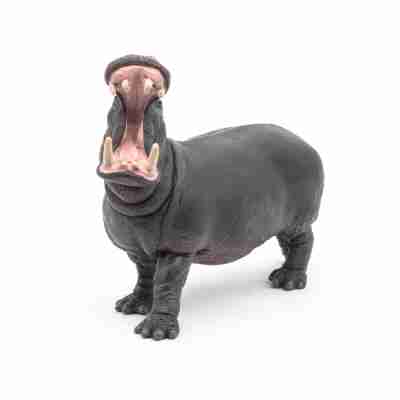Hippopotame Papo 50051 vu de face avec son impressionnante gueule ouverte