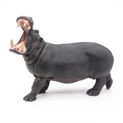 Ptit Loustic – Magasin de jeux et jouets à Saint-Étienne 1 Figurine Hippopotame Papo 50051 de profil avec la gueule grande ouverte