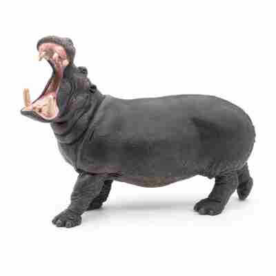 Figurine Hippopotame Papo 50051 de profil avec la gueule grande ouverte