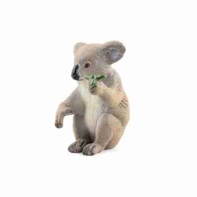 Figurine koala Papo vue de trois quarts avec feuilles vertes dans la patte