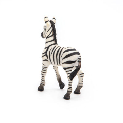 Figurine Bébé zèbre Papo 50123 vue de dos avec crinière et queue sombres