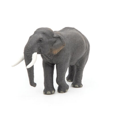 Figurine Éléphant d’Asie Papo vue de trois quarts avec peau grise plissée