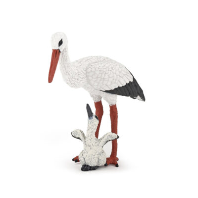 Figurine Cigogne et son bébé Papo 50159 avec cigogneau au pied de l’adulte