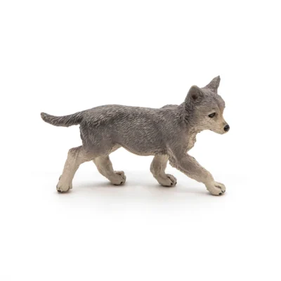 Figurine Louveteau gris Papo 50162 vue de profil en position de marche