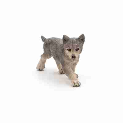 Figurine Louveteau gris Papo 50162 avançant avec une patte tendue