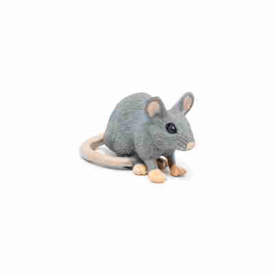 Figurine Souris grise Papo 50205 avec grandes oreilles, pattes rosées et longue queue
