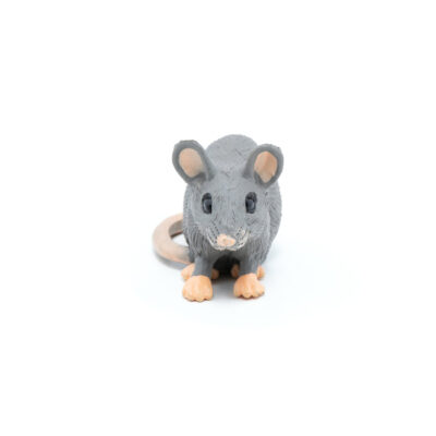 Ptit Loustic – Magasin de jeux et jouets à Saint-Étienne 14 Figurine Souris grise Papo vue de face avec grandes oreilles et yeux noirs