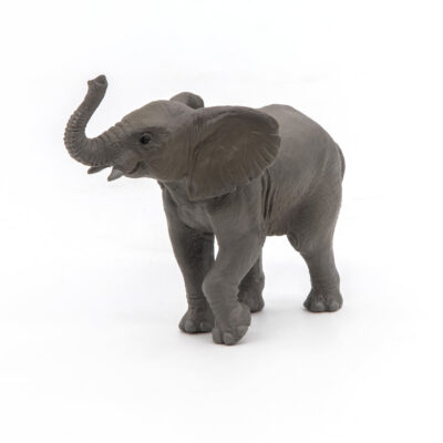 Jeune éléphant Papo en mouvement avec trompe relevée et patte avant avancée