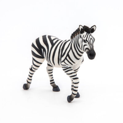 Ptit Loustic – Magasin de jeux et jouets à Saint-Étienne 3 Figurine Zèbre mâle Papo 50249 en marche avec robe noire et blanche rayée
