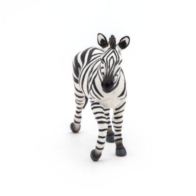 Ptit Loustic – Magasin de jeux et jouets à Saint-Étienne 4 Figurine Zèbre mâle Papo vue de face avec rayures noires et blanches