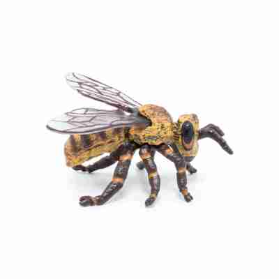 Figurine Abeille Papo vue de profil avec abdomen rayé et grandes ailes nervurées