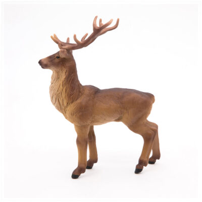 Figurine Cerf Papo 53008 de profil avec pelage brun et grands bois