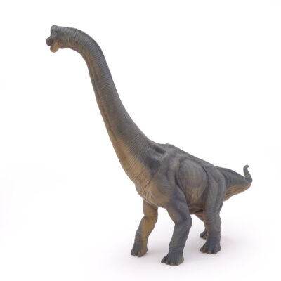 Figurine dinosaure Brachiosaure Papo vue de profil avec son long cou dressé et sa peau détaillée
