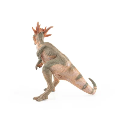 Figurine dinosaure Stygimoloch Papo vue de dos montrant sa queue rayée et les pointes de son crâne
