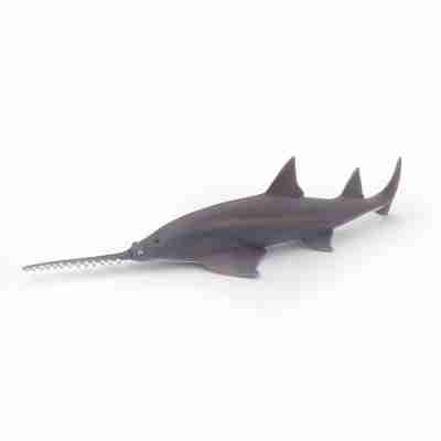 Figurine Poisson-scie Papo vue de profil avec corps gris et rostre caractéristique