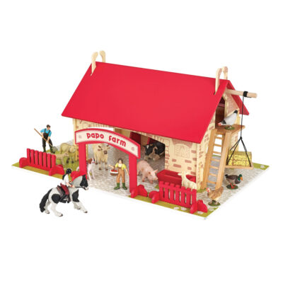 Ma première ferme Papo 60106 avec toit rouge, animaux, personnages et clôtures