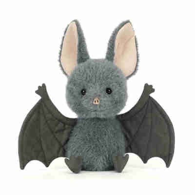 Peluche chauve-souris Broox Bat Jellycat de face avec ailes entièrement ouvertes