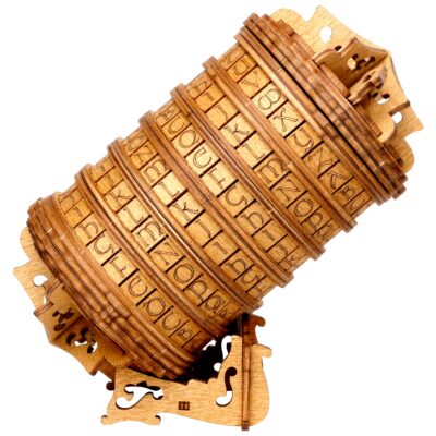 Cryptex Escape Welt en bois avec ses anneaux gravés de symboles