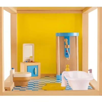 Ensemble de mobilier Salle de bains Hape E3451 avec douche, baignoire, lavabo, toilettes, tapis et petit canard