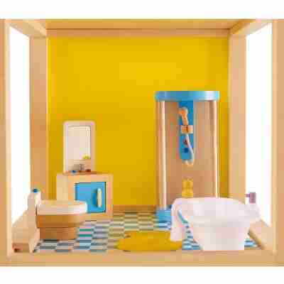 Ensemble de mobilier Salle de bains Hape E3451 avec douche, baignoire, lavabo, toilettes, tapis et petit canard