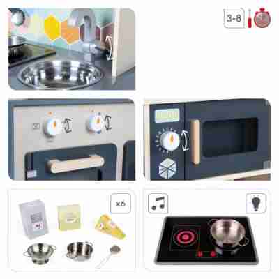 Fonctions lumineuses et sonores et accessoires de la Cuisine Mozaïc Janod