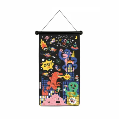 Jeu de fléchettes magnétique Super-Héros Janod avec cible illustrée de monstres