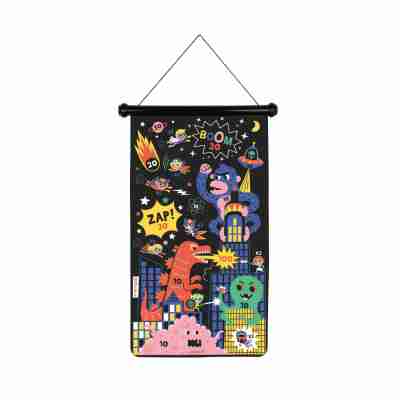 Jeu de fléchettes magnétique Super-Héros Janod avec cible illustrée de monstres