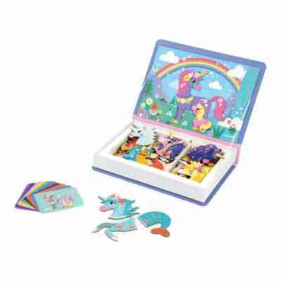 Magnéti'book licornes Janod ouvert avec magnets et cartes modèles