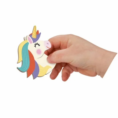 Pièce magnétique représentant une tête de licorne colorée du Magnéti'book Janod