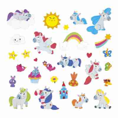 Assortiment de 30 magnets licornes et éléments féeriques Janod