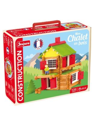 Valisette Mon chalet en bois Jeujura 8003 contenant un jeu de construction de 135 pièces