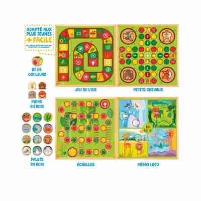 Plateaux du jeu de l’oie, petits chevaux, échelles et mémo-loto Jeujura