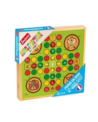 Ptit Loustic – Magasin de jeux et jouets à Saint-Étienne 1 Mon premier coffret de jeux Jeujura 8110 en bois avec plateau des petits chevaux