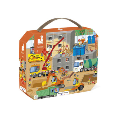 Valisette du Puzzle Chantier Janod 36 pièces avec engins de construction