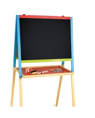 Tableau multifonctions en bois Jeujura avec ardoise noire et tablette de rangement